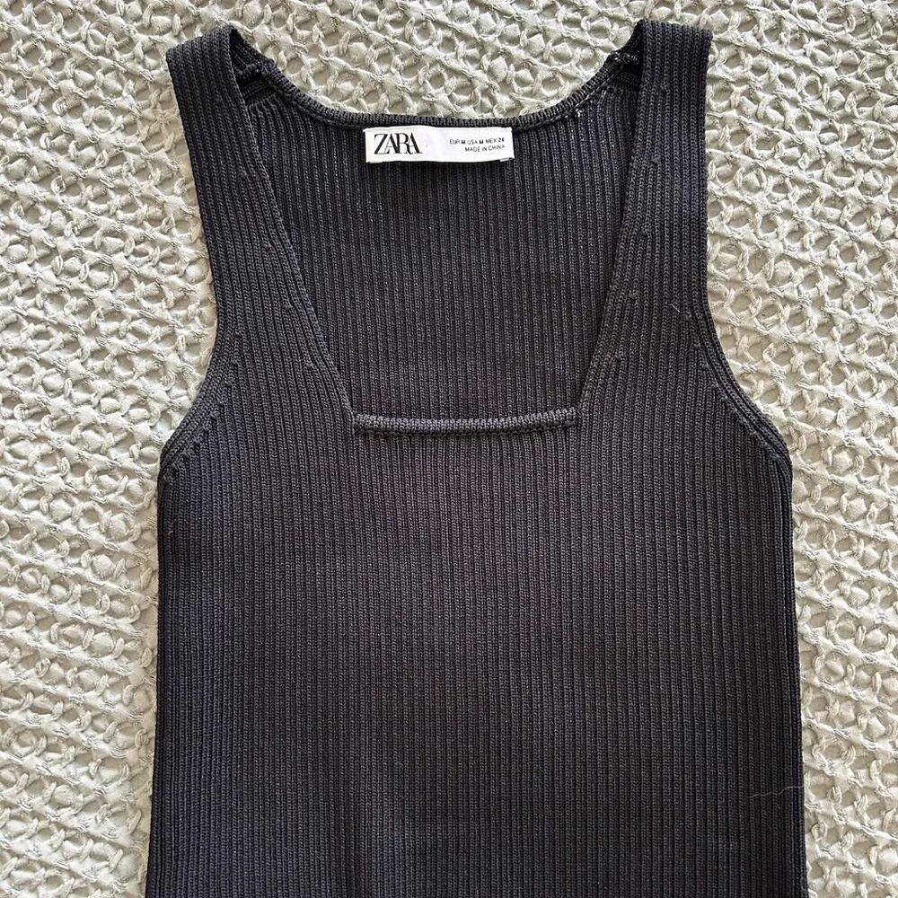Zara Black Ribbed Knit Top and Bottom Set - Picture 2 of 5